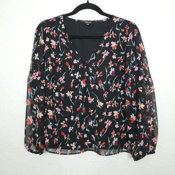 Madewell Tops - Madewell Tops Madewell Shirred Sleeve V-Neck Top In Drifting Flowers Size S
